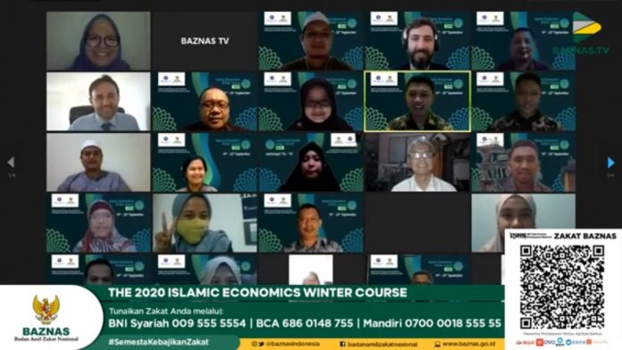 tangkapan layar forum intelektual dalam bentuk short course dengan judul Islamic Economics Winter Course 2020. foto: humas Baznas