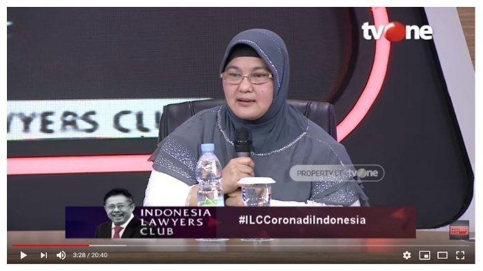 Dr dr Erlina Burhan saat menjadi narasumber di acara ILC TVOne, belum lama ini foto: internet